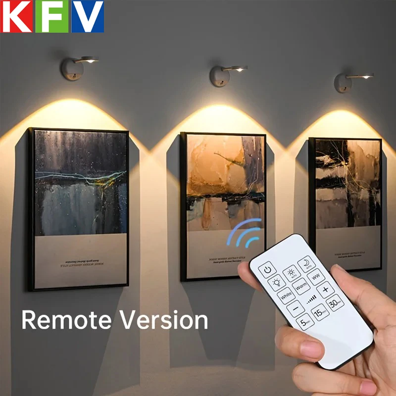 USB wiederaufladbare intelligente drahtlose Wandleuchte mit menschlicher Erkennung, dimmbarer LED-Strahler für Beleuchtung, Gemälde, Bilder, Strahler